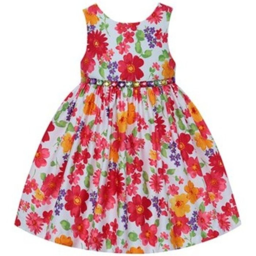 American Princess White &‎ Red Floral A-Line Dress
